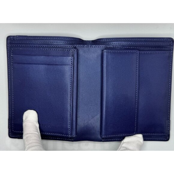 Burberry Bifold Wallet In Navy Blue Leather With Inner Logo Print - Picture 15 of 15